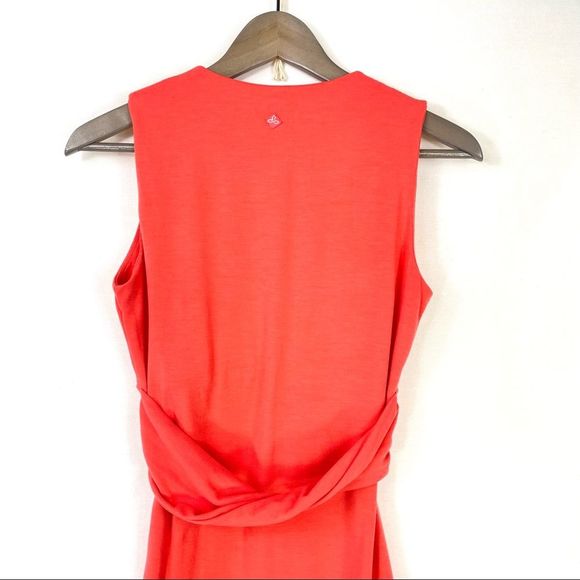 Prana Coral Twist Front Faux Wrap Dress Jersey - Picture 5 of 11